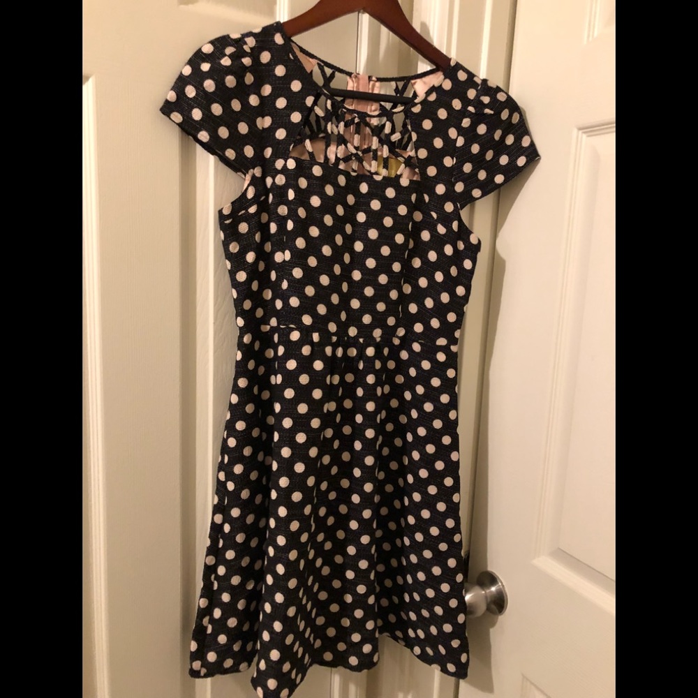 Anthropology polka dot midi dress